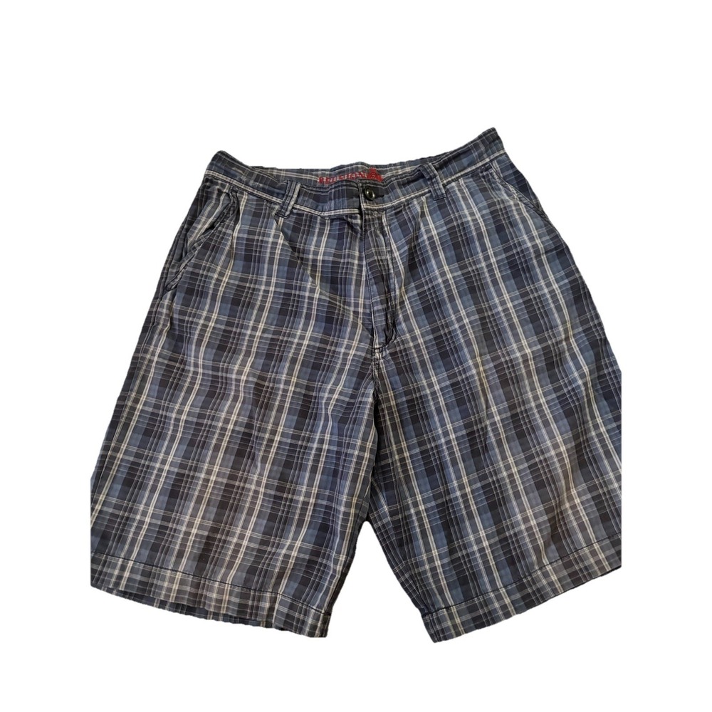 Reunion Men's‎ 32x10 Blue Plaid Flat Front Cotton Shorts Skater Grunge Outdoor